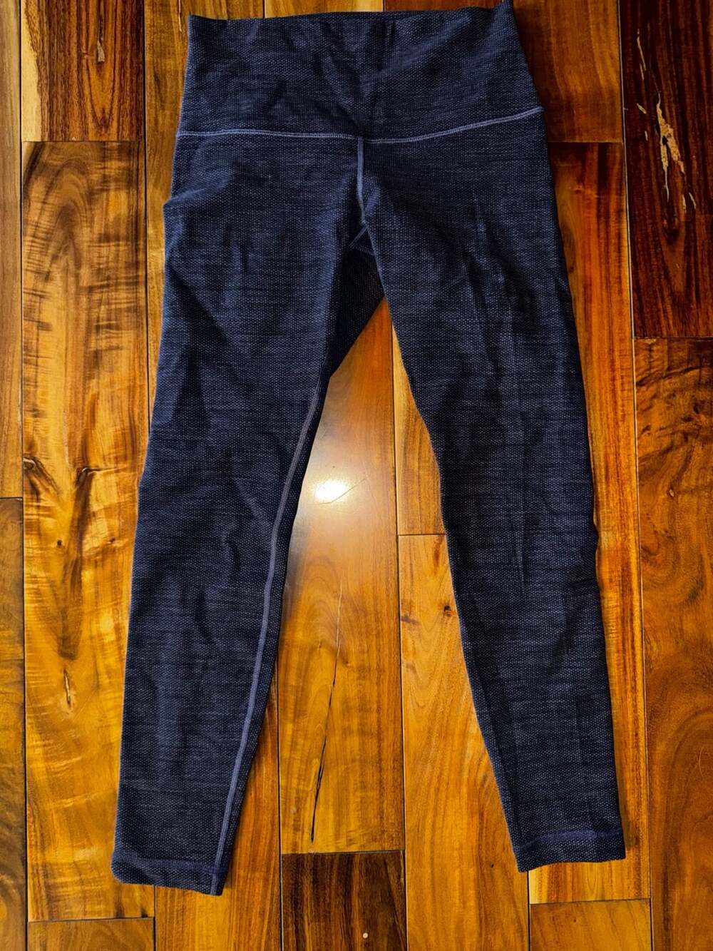 Lululemon Wunder Under Leggings Size 6 Purple Denim Slub Textured
